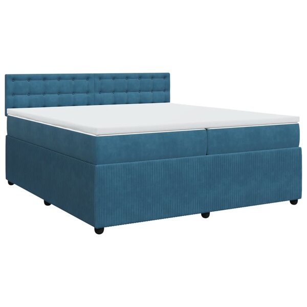 vidaXL Sommier à lattes de lit et matelas Bleu 200x200 cm velours