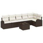 Ensemble de 6 pièces de canapé de jardin avec coussins en gris poly rattan