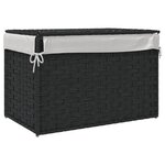 vidaXL Panier à linge avec couvercle noir 55 5x35x34 cm résine tressée