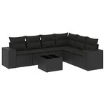 vidaXL Salon de jardin 7 Pièces avec coussins noir résine tressée