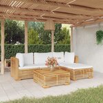 vidaXL Salon de jardin 5 Pièces avec coussins Bois de teck solide