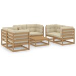 vidaXL Salon de jardin 7 Pièces avec coussins Bois de pin massif