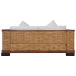 vidaXL Ensemble de canapés 3 Pièces avec coussins Marron Rotin naturel