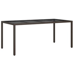 vidaXL Table de jardin Marron 190x90x75 cm Verre trempé/résine tressée