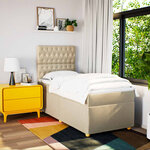 vidaXL Sommier à lattes de lit et matelas Crème 90x190 cm Tissu