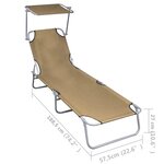 vidaXL Chaise longue pliable avec auvent Taupe Aluminium