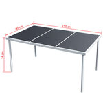 vidaXL Table de jardin 150x90x74 cm Noir Acier