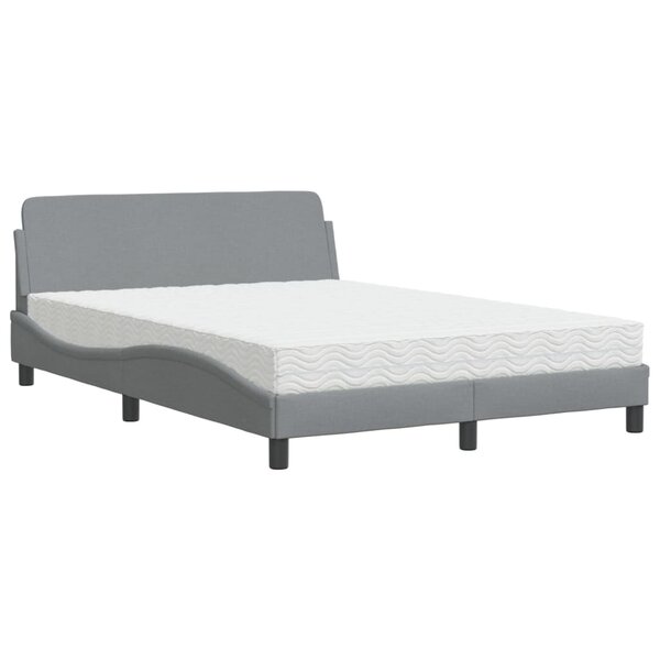 vidaXL Lit avec matelas gris clair 140x200 cm tissu