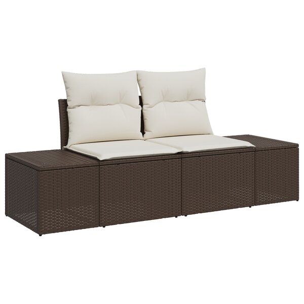 vidaXL Canapé de jardin 2 places avec rangement et coussins Marron Rotin Synthétique