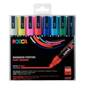 Marqueurs Posca PC5M Pointe conique moyenne Basic 8 pièces