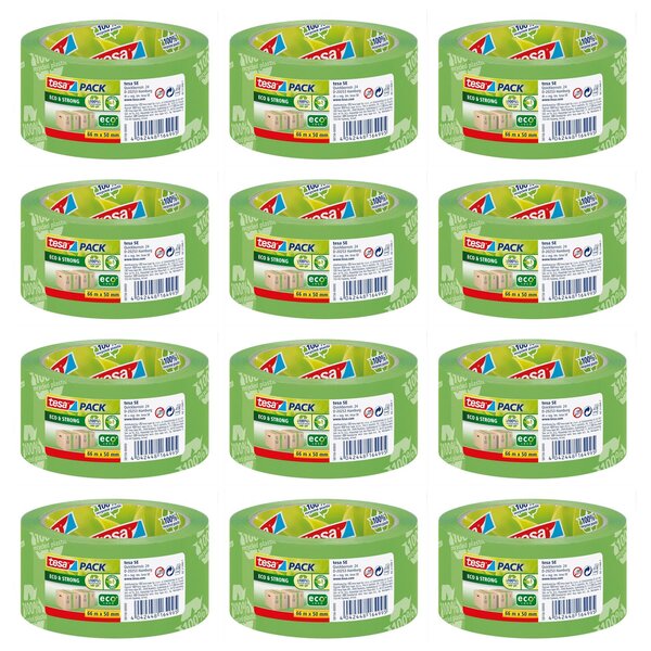 tesapack ruban adhésif emballage Eco & Strong 50 mm x 66 m Vert x 12 TESA