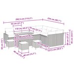 Set de Sofa de Jardin vidaXL 13 Pièces avec Coussins Gris Poly Rattan Acacia