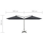 vidaXL Parasol double avec mât en acier Anthracite 600x300 cm