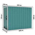 vidaXL Abri de jardin mural Vert 118x194x178 cm Acier galvanisé