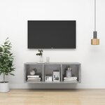 vidaXL Meuble TV mural Gris béton 37x37x107 cm Bois d’ingénierie