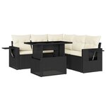 vidaXL Salon de jardin 6 Pièces avec coussins noir résine tressée
