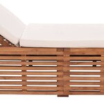 vidaXL Chaise longue avec coussin crème Bois de teck solide