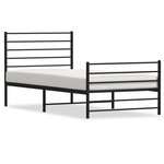 vidaXL Cadre de lit métal avec tête de lit/pied de lit noir 107x203 cm