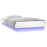 vidaXL Cadre de lit à LED blanc 90x190 cm simple bois massif