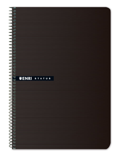 LOT de 5 Enri Status Fº Cahier à spirale à couverture rigide 4x4 - 100 feuilles - Couleur noire