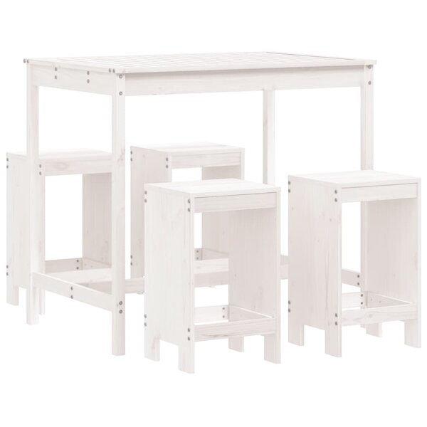 vidaXL Ensemble de bar de jardin 5 Pièces blanc bois massif de pin