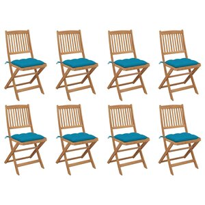 vidaXL Chaises pliables d'extérieur et coussins lot de 8 Bois d'acacia