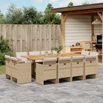 vidaXL Ensemble à manger de jardin et coussins 13 Pièces beige