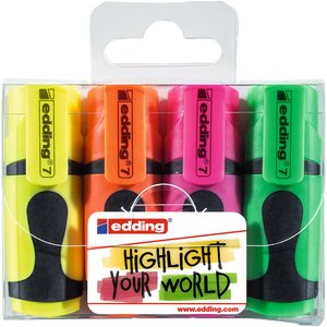 Etui de 4 Mini-surligneurs 7 - Assorti - 1-3 mm EDDING