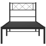vidaXL Cadre de lit métal avec tête de lit noir 80x200 cm