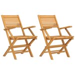 vidaXL Chaises de jardin pliantes lot de 2 55x62x90cm bois massif teck