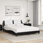 vidaXL Cadre de lit avec LED sans matelas noir et blanc 160x200 cm