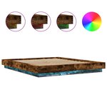 vidaXL Cadre de lit avec lumières LED chêne fumé 160x200 cm