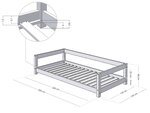 Lit simple sommier gris 120 x 200 cm