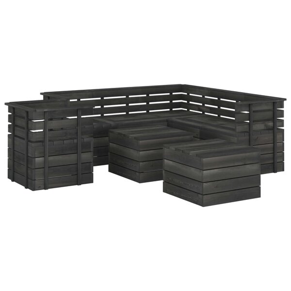 vidaXL Salon palette de jardin 8 Pièces Bois de pin massif Gris foncé