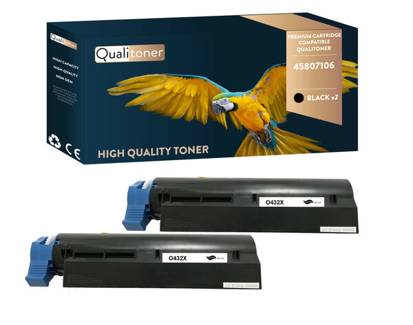 Qualitoner x2 toners 45807106 noir compatible pour oki