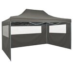 vidaXL Tente pliable avec 4 parois latérales 3 x 4 5 m Anthracite