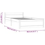 vidaXL Cadre de lit Gris Bois massif 75x190 cm Petit simple