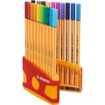 STABILO Color Parade - Etui distributeur de 20 Stylos Feutre Point 88 - Avec attache - Couleurs Assorties