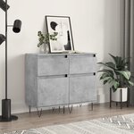 vidaXL Buffets 2 Pièces gris béton 40x35x70 cm bois d'ingénierie