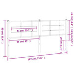 vidaXL Tête de lit métal noir 180 cm