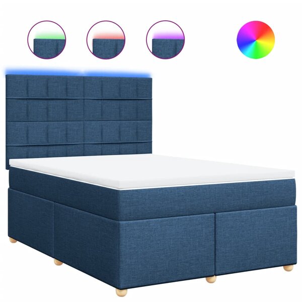 vidaXL Sommier à lattes de lit avec matelas Bleu 160x200 cm Tissu