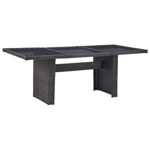 vidaXL Table à manger Noir 200x100x74 cm Verre et résine tressée