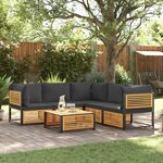 vidaXL Salon de jardin avec coussins 6 Pièces bois d'acacia solide