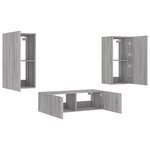 vidaXL Meuble TV muraux 3 Pièces avec lumières LED sonoma gris