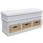 vidaXL Banc d'entrée et de rangement avec coussin 2 tiroirs Blanc