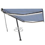 vidaXL Auvent manuel rétractable avec LED 500x350 cm Bleu et blanc