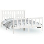 vidaXL Cadre de lit avec tête de lit blanc bois pin massif 140x200 cm