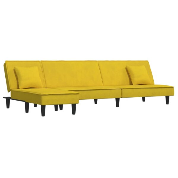 vidaXL Canapé-lit en forme de L jaune 255x140x70 cm velours