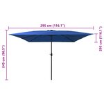 parasol de jardin carré vidaXL 295x245 cm bleu azur