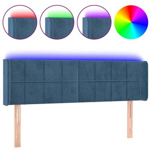 vidaXL Tête de lit à LED Bleu foncé 147x16x78/88 cm Velours